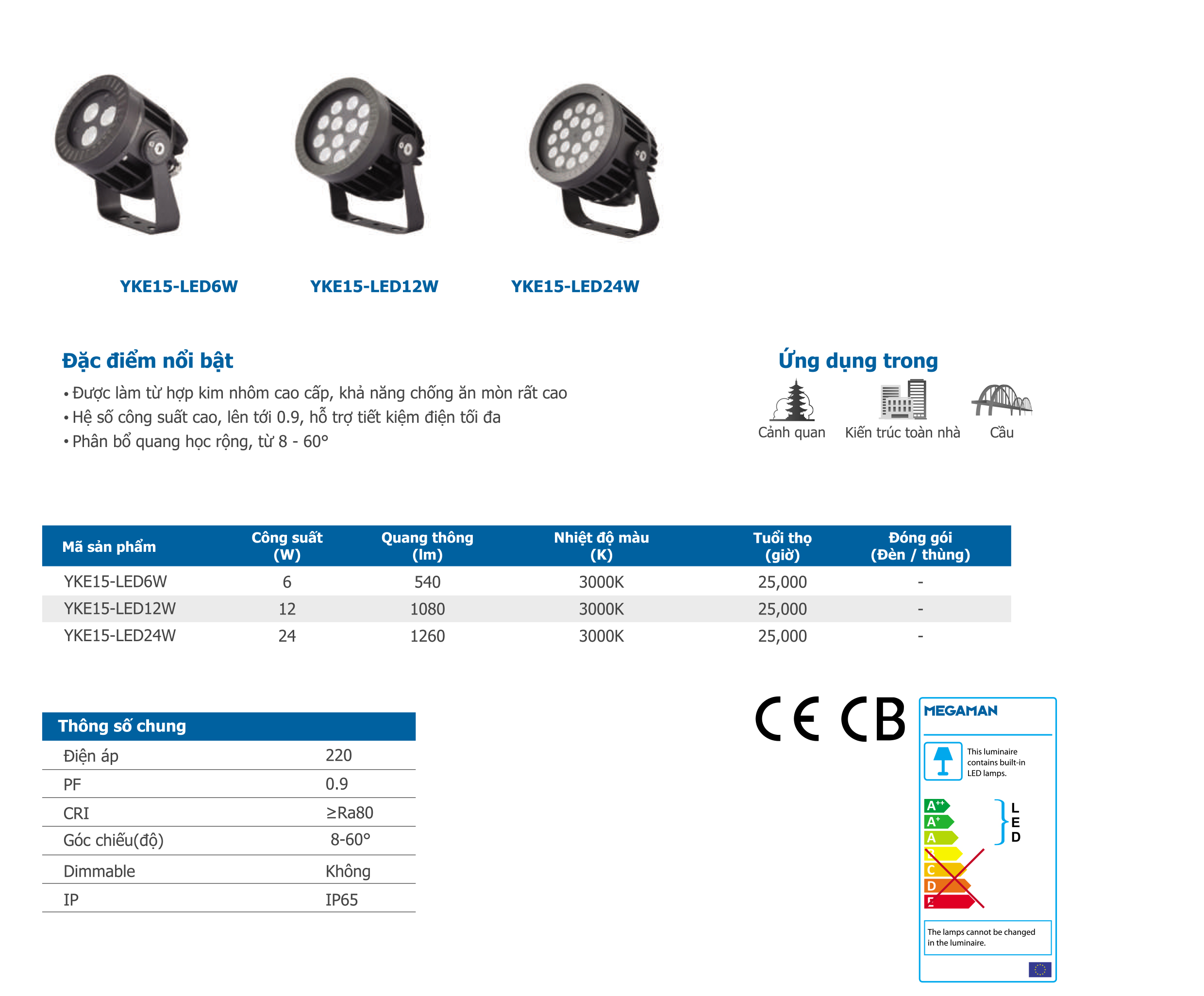Đèn LED rọi cột 6W YKE15 Megaman
